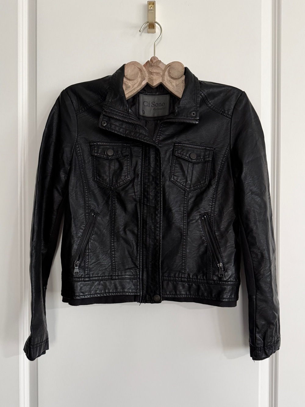 Ci Sono Black Faux Leather Moto Jacket